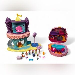 Polly Pocket Mermaid Playset & Clam Shell House Lot with Figures